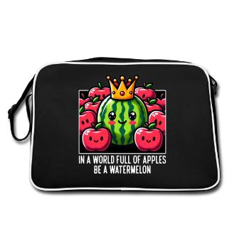 IN EINER WELT VOLLER ÄPFEL SEI EINE WASSERMELONE - Retro Tasche - Schwarz/Weiß - Hinten