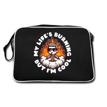 MA VIE BRÛLE MAIS JE SUIS COOL - Sac Retro - noir/blanc - Dos