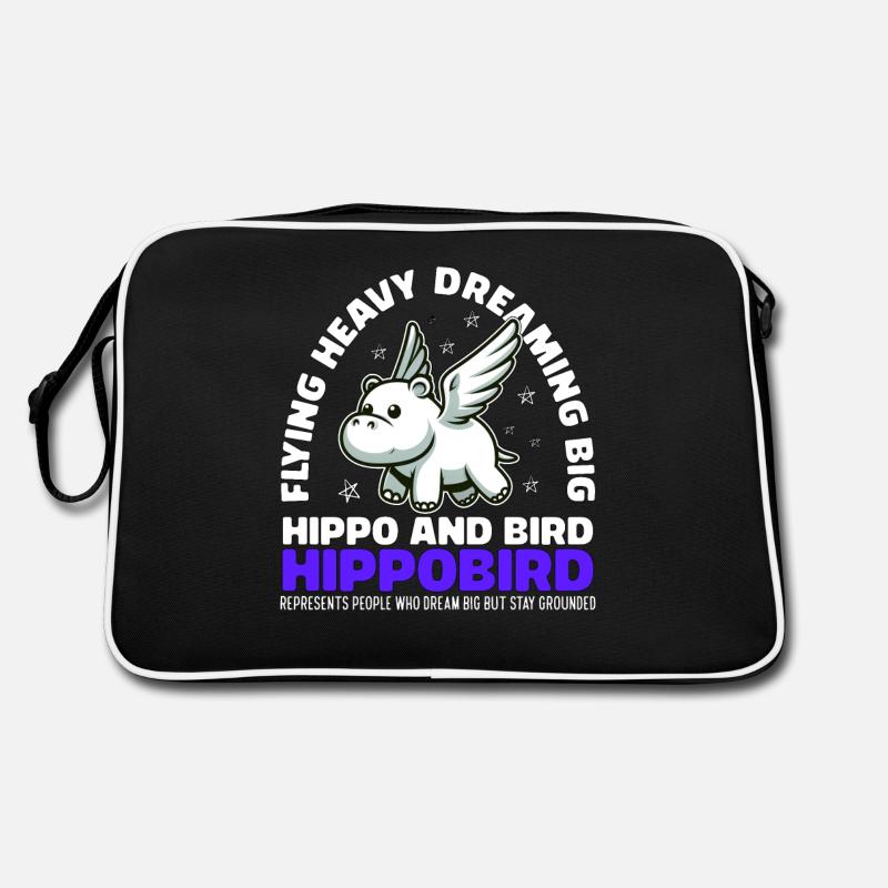 FLYING HEAVY DREAMING BIG - HIPPO AND BIRD Retro Bag