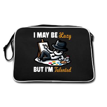 I MAY BE LAZY, BUT I'M TALENTED - Retro Bag - black/white - Back