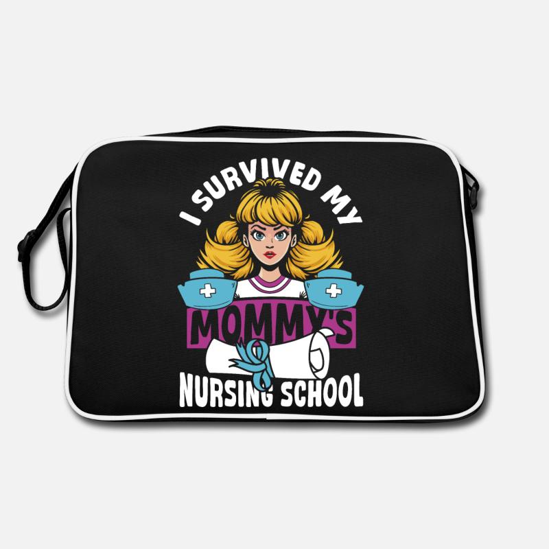 Abschluss Krankenschwester Krankenpflege Mutter - Retro Tasche - Schwarz/Weiß