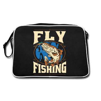Fliegen binden Fliegenfischen Forellen Trockenes - Retro Tasche - Schwarz/Weiß - Hinten