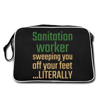 Sanitation worker Valentinstag Sweeping you - Retro Tasche - Schwarz/Weiß - Hinten