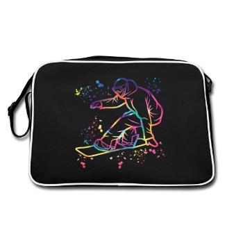 Snowboarder Snowboarding Snowboard - Retro Bag - black/white - Back