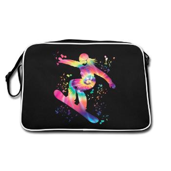 Snowboarder Snowboarding Snowboard - Retro Bag - black/white - Back