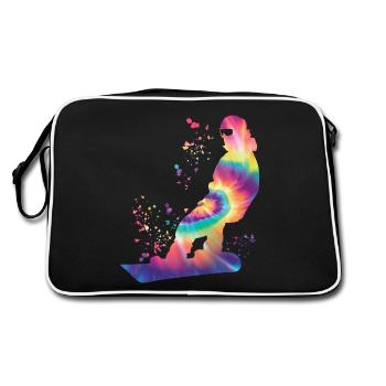 Snowboarder Snowboarding Snowboard - Retro Bag - black/white - Back