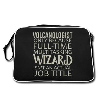 Volcanologist Wizard Volcanology - Retro Tasche - Schwarz/Weiß - Hinten