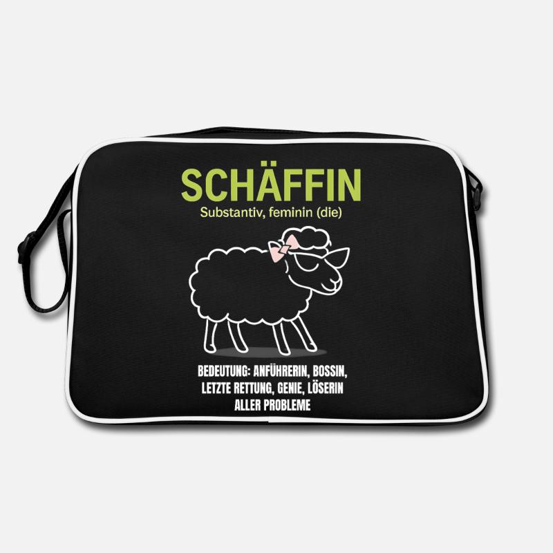 Schaf Spruch Schäffin Lustig Geschenkidee Schafe - Retro Tasche - Schwarz/Weiß