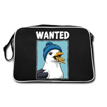 Gesuchte Pommes-möwe - Retro Tasche - Schwarz/Weiß - Hinten