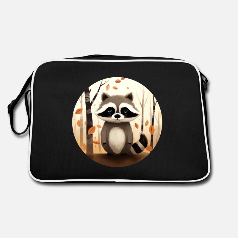 Ein Waschbär im Herbst - Retro Tasche - Schwarz/Weiß