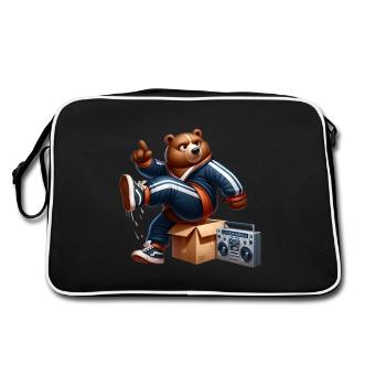Un ours des années 80 faisant du breakdance à côté d’une boombox. - Sac Retro - noir/blanc - Dos