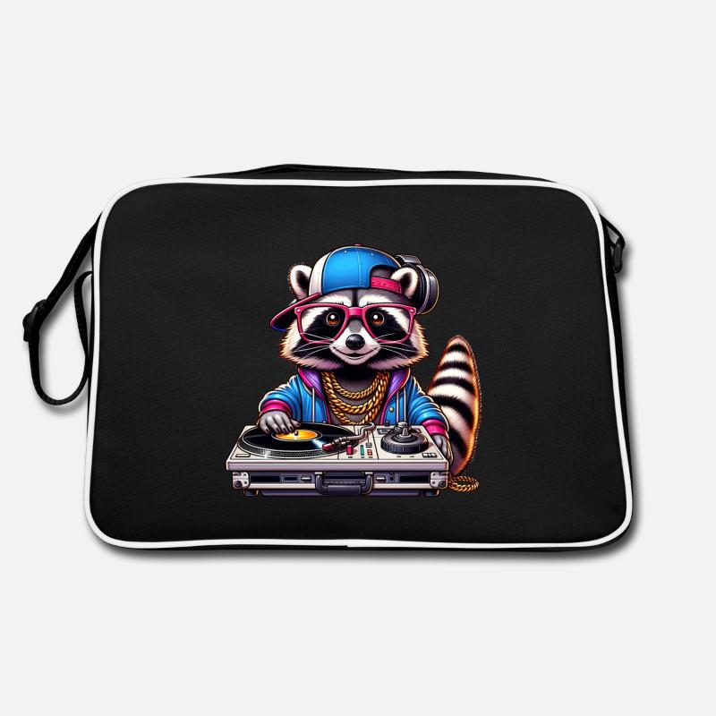 Stilisierte Illustration eines coolen Waschbär-DJs Retro Tasche