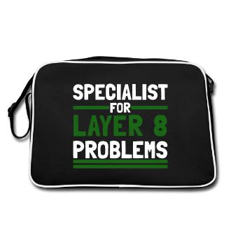 Computer Computer Work Funny Sayings Layer 8 - Retro Bag - black/white - Back