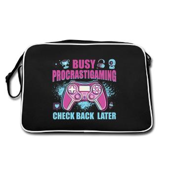 Gamer Busy Procrastigaming Gaming - Retro Tasche - Schwarz/Weiß - Hinten