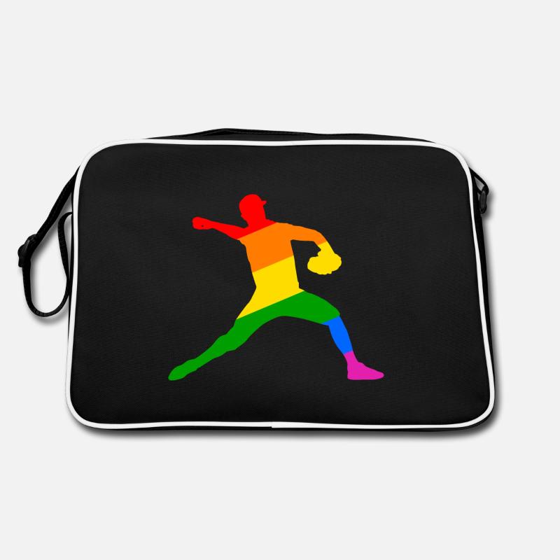 Regenbogen Baseball Player Geschenk Retro Tasche
