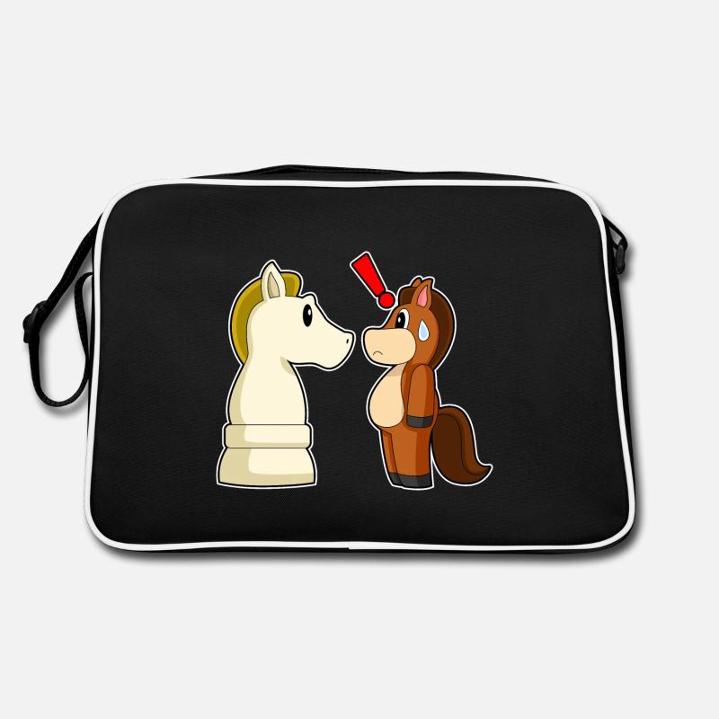 Schachfigur Springer Pferd Schach Retro Tasche