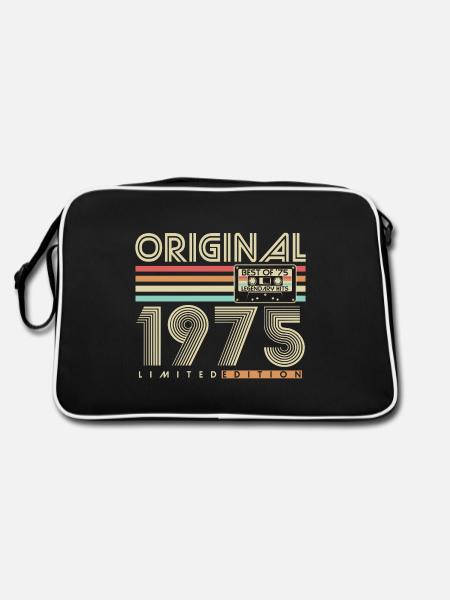 Original 1975 Jahrgang Vintage Geburtstag Retro - Retro Tasche - Schwarz/Weiß - Hinten