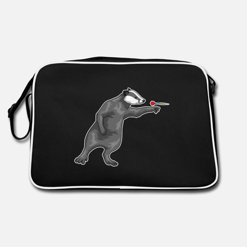 Honigdachs Dart Dartpfeil - Retro Tasche - Schwarz/Weiß