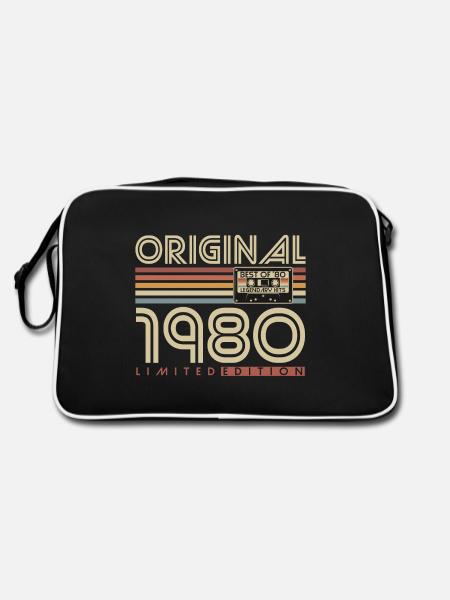 Original 1980 Jahrgang Vintage Geburtstag Retro - Retro Tasche - Schwarz/Weiß
