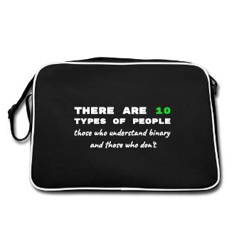Binary Code Funny Sayings Computer Computer Work - Retro Bag - black/white - Back