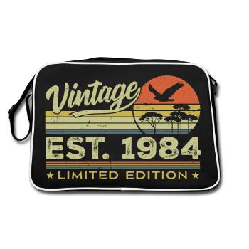 Jahrgang 1984 Genial seit 1984 Geschenk 1984 Retro - Retro Tasche - Schwarz/Weiß - Hinten