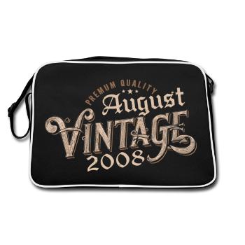 Geschenk August 2008 Geburtstag August 2008 August - Retro Tasche - Schwarz/Weiß - Hinten