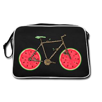Vélo de pastèque, vélo de fruits, vélo de fruits Kawaii - Sac Retro - noir/blanc - Dos