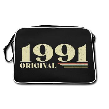 Original 1991 Jahrgang 1991 Retro Geburtstag 1991 - Retro Tasche - Schwarz/Weiß - Hinten