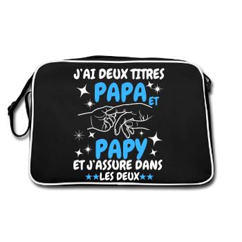 Ich habe zwei Titel: Papa und Opa - Retro Tasche - Schwarz/Weiß - Hinten