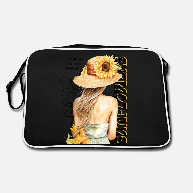 Sonnenblumen-Mädchen Retro Tasche