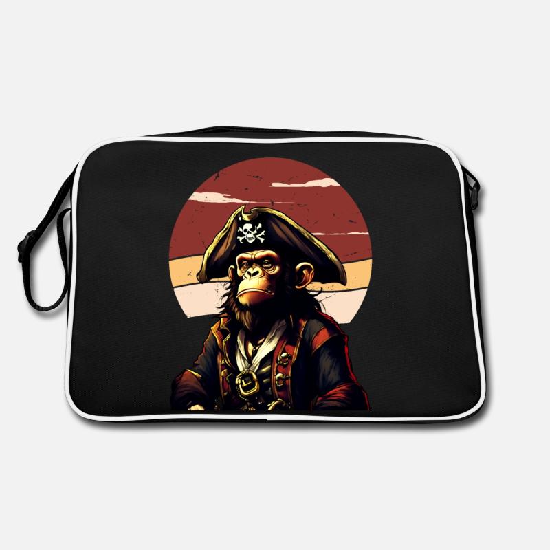Captain Comic Monkey Pirate Caribbean - Retro Bag - black/white