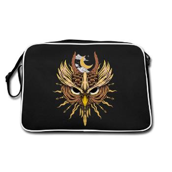 Nachteule Hexerei Traumfänger - Retro Tasche - Schwarz/Weiß - Hinten