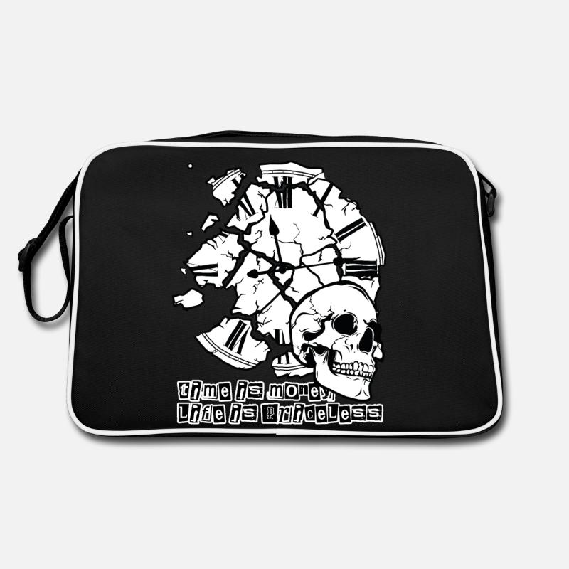 Zeit // Leben // Illustration - Retro Tasche - Schwarz/Weiß