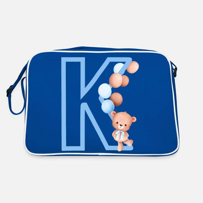 Blauer Buchstabe k Bär Retro Tasche