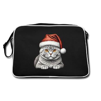 american shorthair christmas cat - Retro Bag - black/white - Back