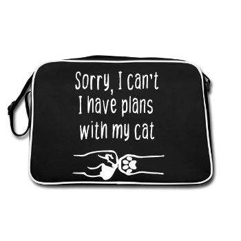 Sorry I can t I have plans with my cat - Retro Bag - black/white - Back