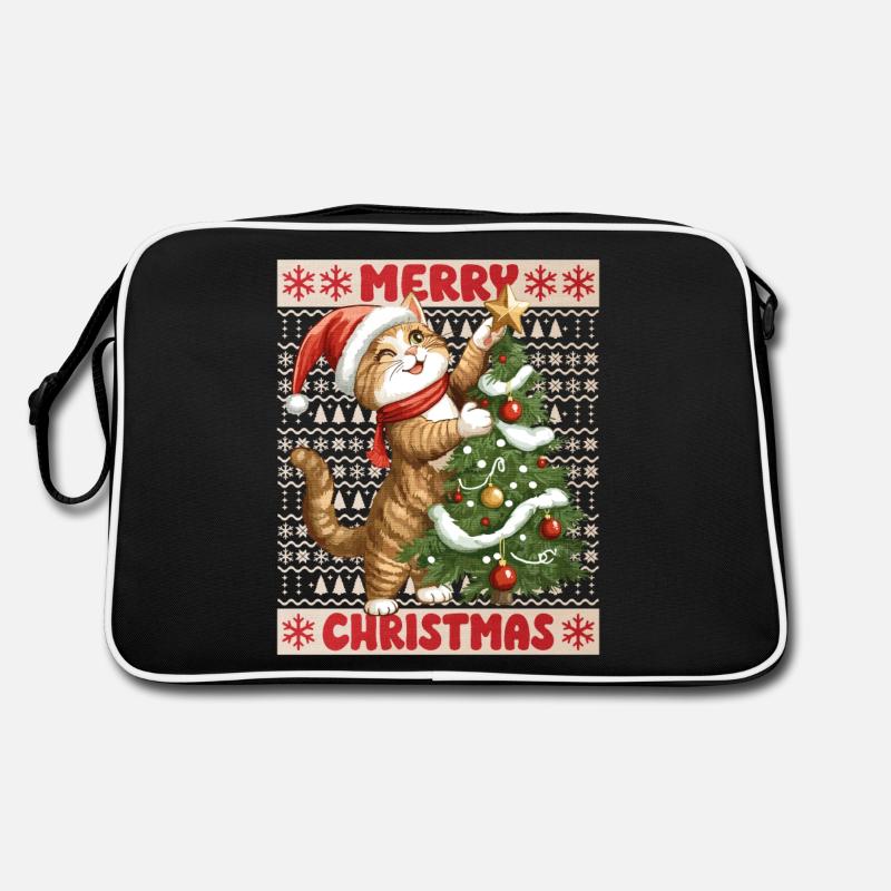 Chat Arbre de Noël Noël Noël Mignon Drôle Sac Retro