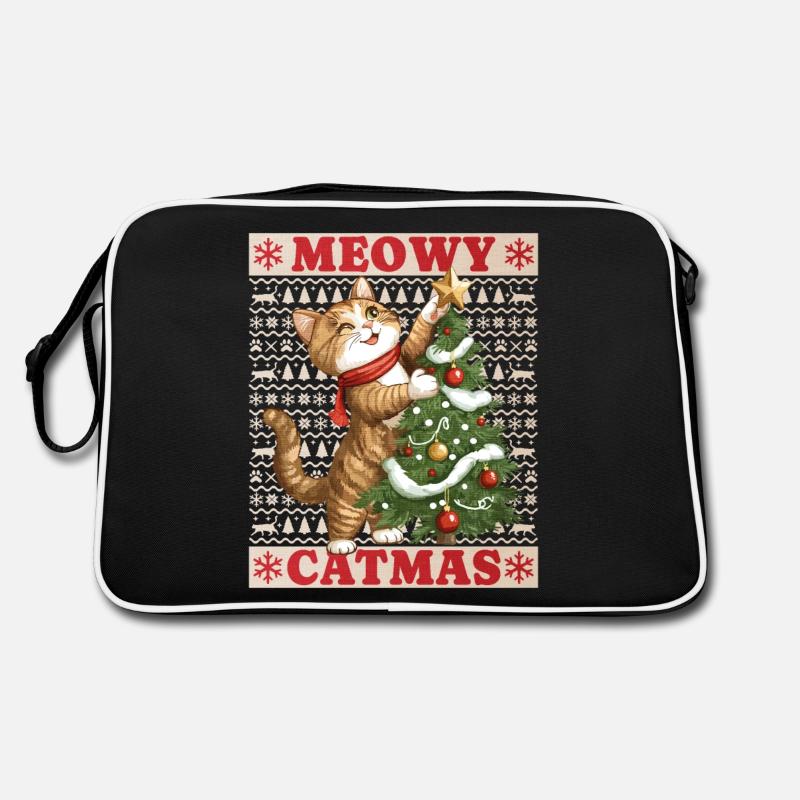 Chat Arbre de Noël Noël Noël Mignon Drôle Sac Retro