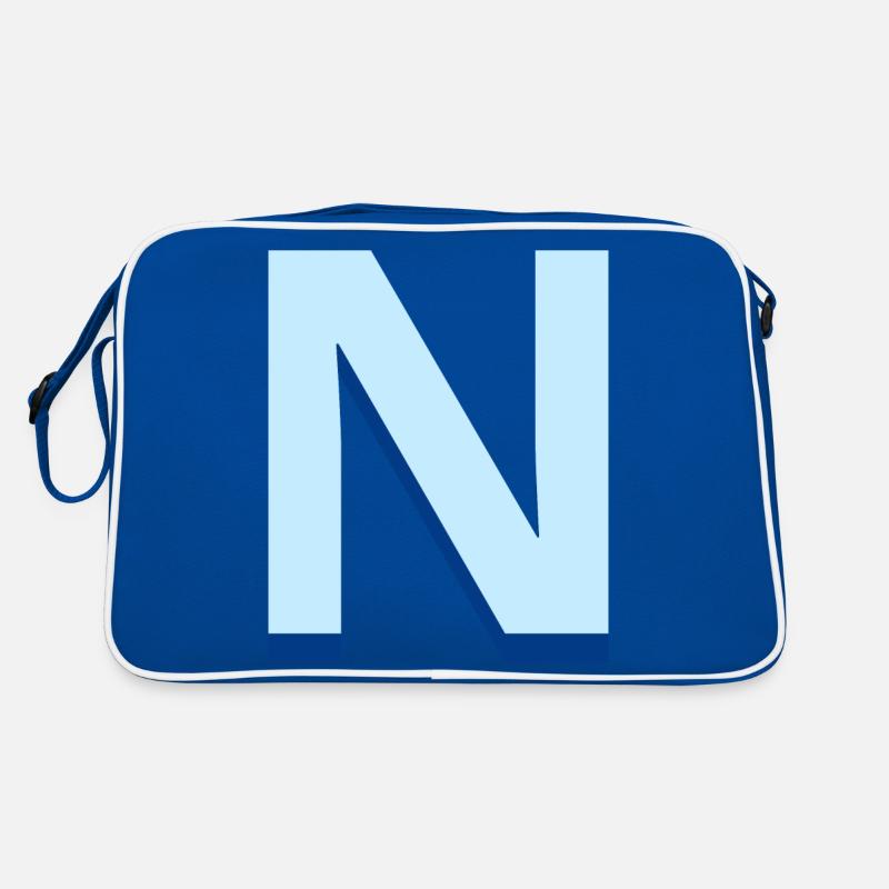 Pop und moderner blauer Buchstabe n Retro Tasche