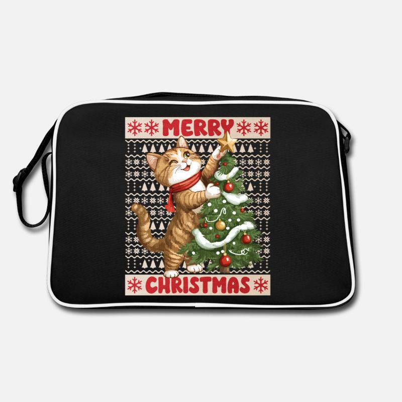 Chat Arbre de Noël Noël Noël Mignon Drôle Sac Retro