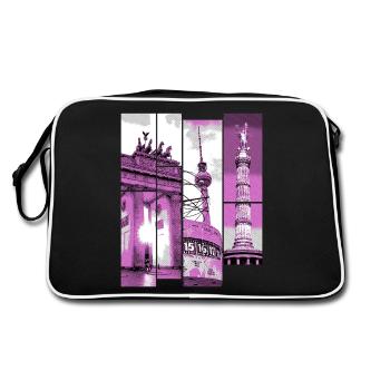 Berlin Skyline City Germany Collage Vintage - Retro Bag - black/white - Back