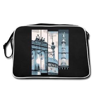 Berlin Skyline City Germany Collage Vintage - Retro Bag - black/white - Back