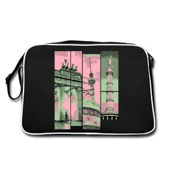 Berlin Skyline City Germany Collage Vintage - Retro Bag - black/white - Back
