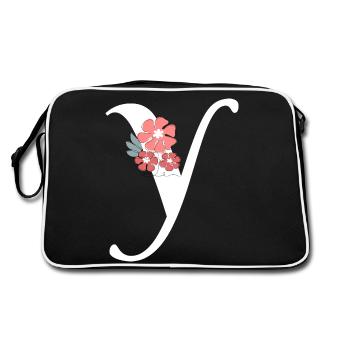 Lettre y fleurs minimalistes - Sac Retro - noir/blanc - Dos
