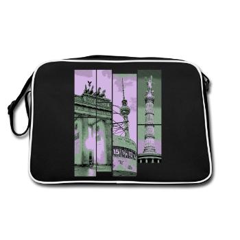 Berlin Skyline City Germany Collage Vintage - Retro Bag - black/white - Back