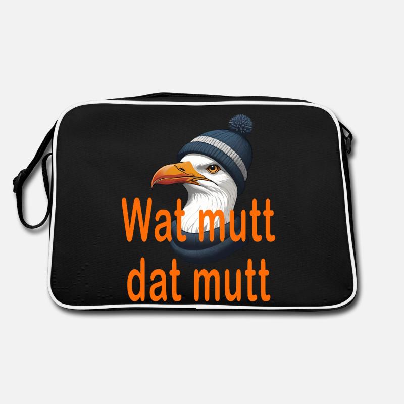 Wat mutt dat mutt - Retro Tasche - Schwarz/Weiß