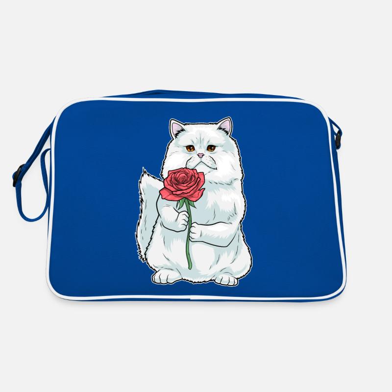 Chat Persan Rose Fleurs Sac Retro