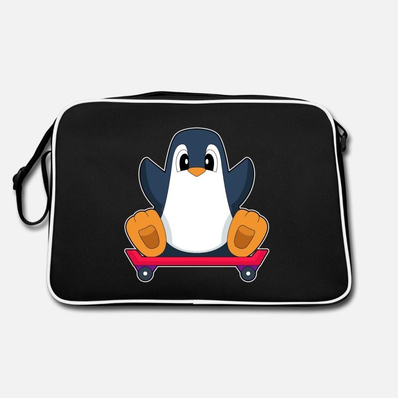 Pinguin Skater Skateboard Retro Tasche