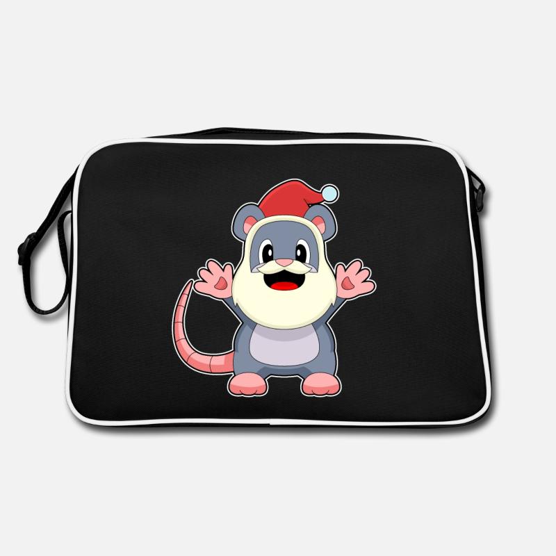 Souris Noël Père Noël Sac Retro