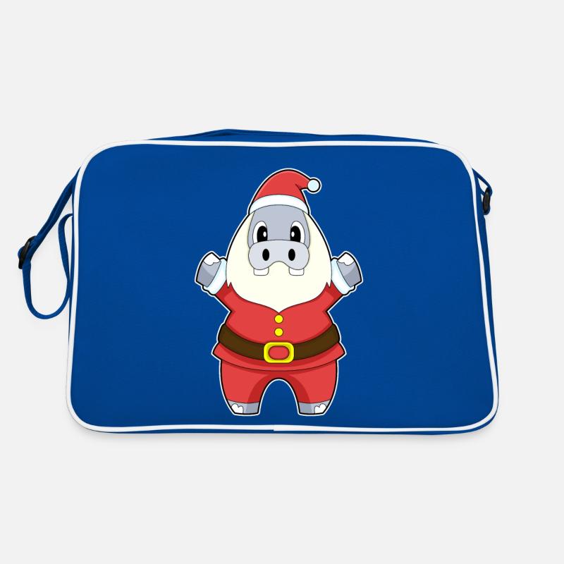 Nilpferd Weihnachten Weihnachtsmann Retro Tasche